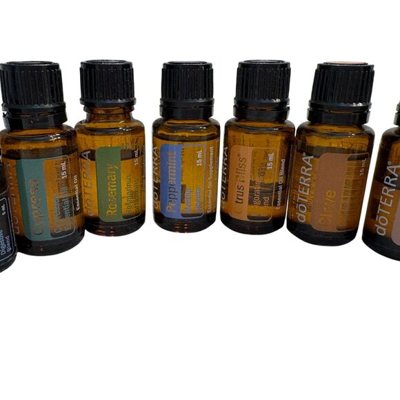 Lot Of 7 DoTERRA Essential Oils Cypress Rosemary Peppermint DigestZen Blue Tansy - Picture 1 of 16